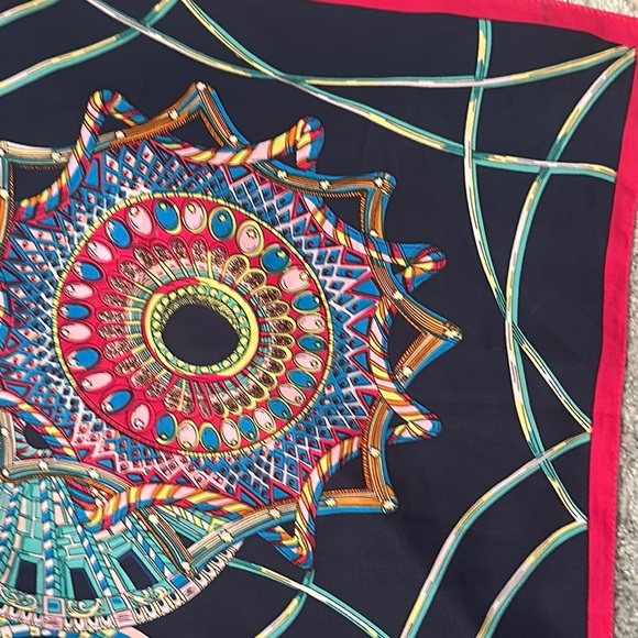 Vibrant Mandala Print silk Scarf - Picture 6 of 8